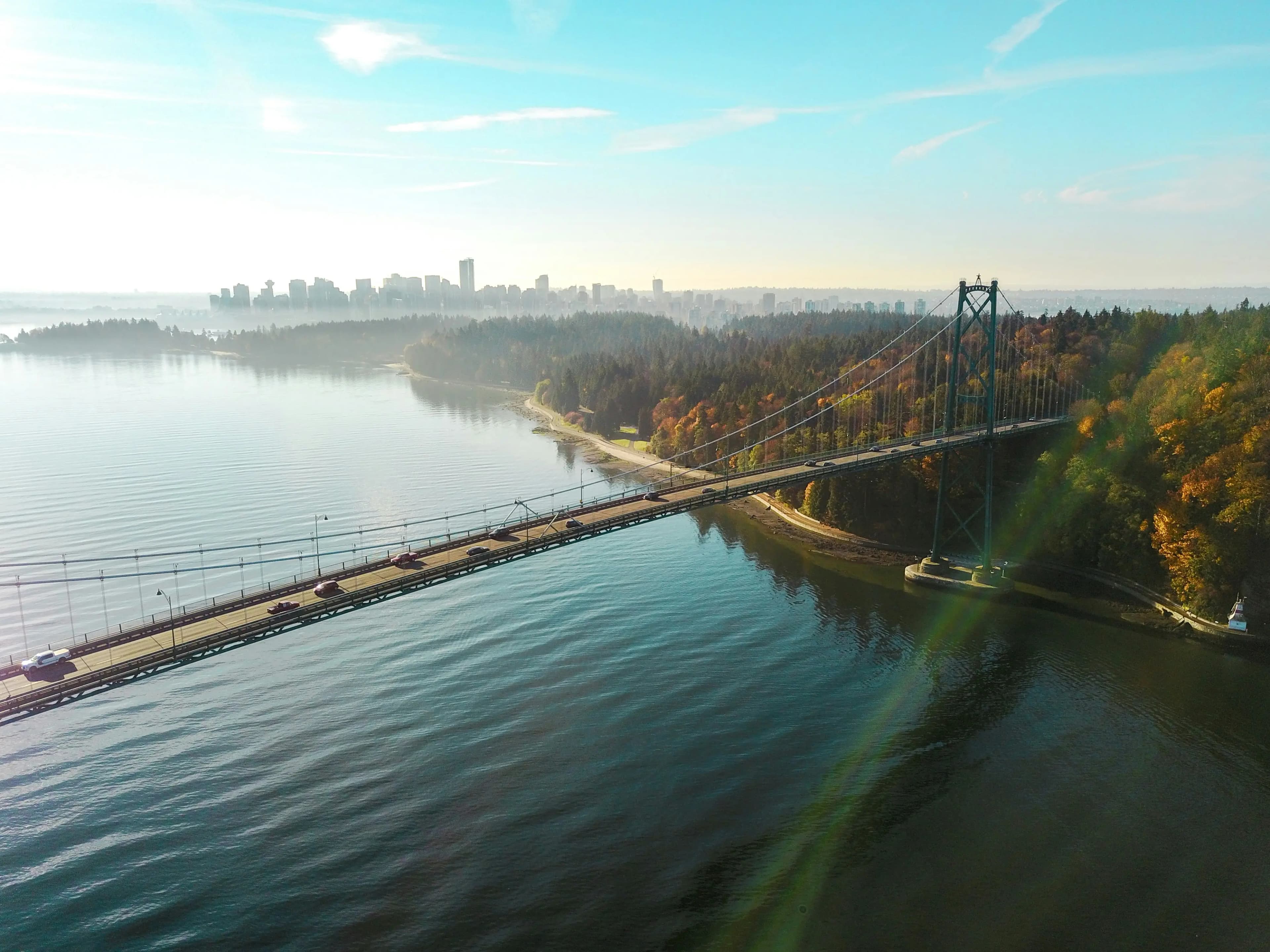 A aerial view of Lionsgate bridge